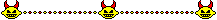 a divider mostly made up of yellow and red dots, with lemon demon logos on it's sides and in the middle. the lemon demon logo looks like a lemon with red horns and a wide grin